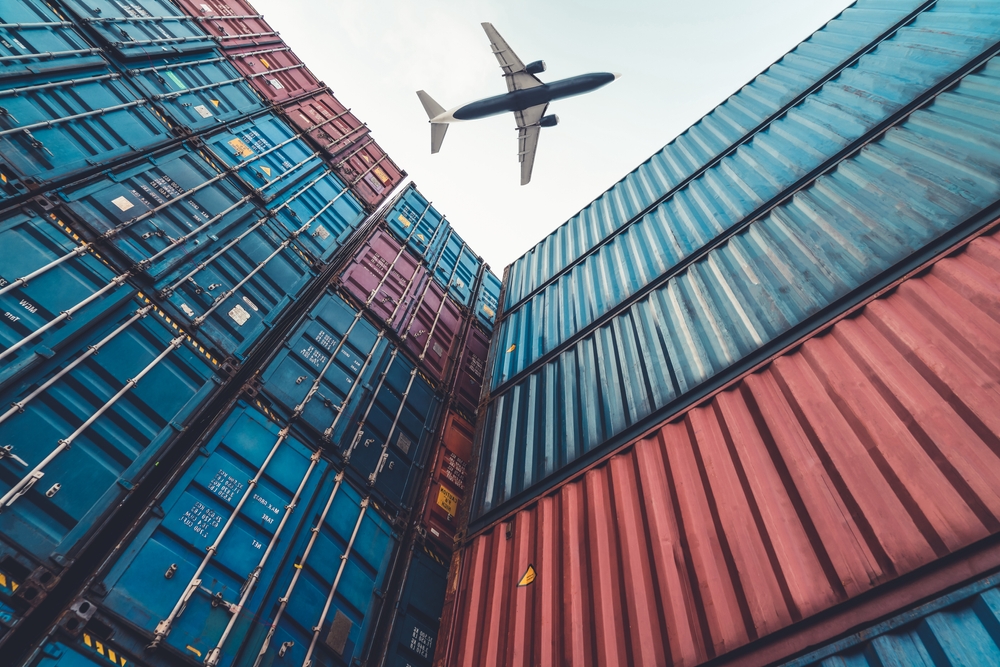 Freight,Airplane,Flying,Above,Overseas,Shipping,Container,.,Logistics,Supply
